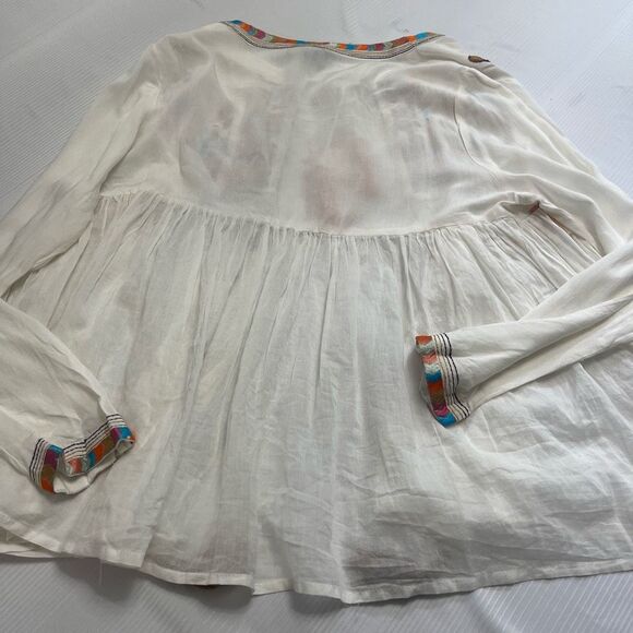 RD & Koko Anthropologie Embroidered Tassel Top Blouse Size Small - Picture 8 of 10